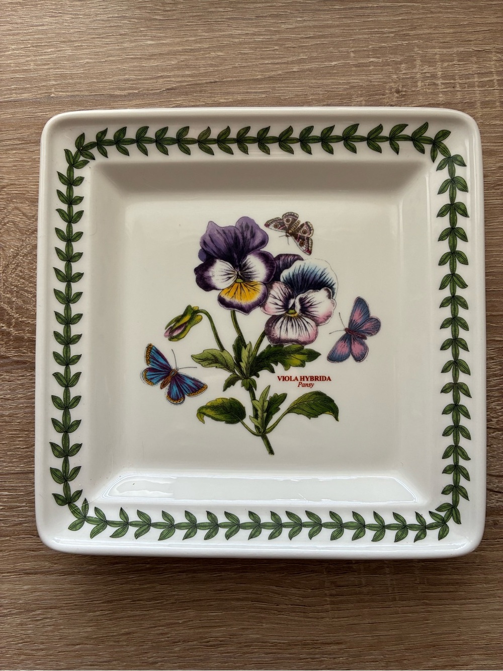 Portmeirion Pansy Plate - Square Botanic Garden Plate